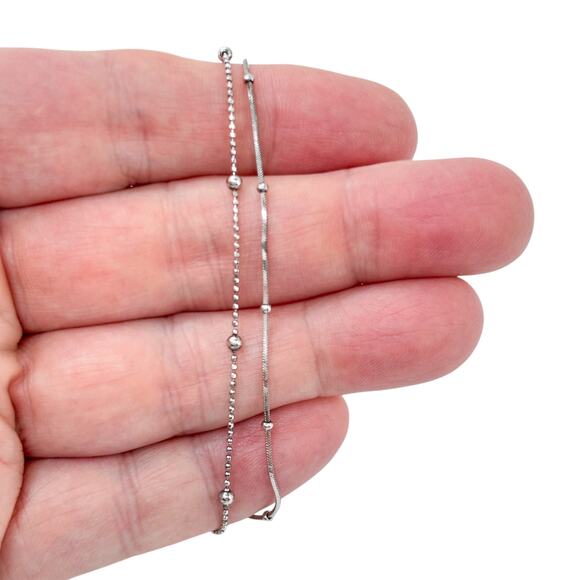 Estate Sterling Silver 925 Double Chain Anklet 8.75–9.75” - Picture 1 of 7